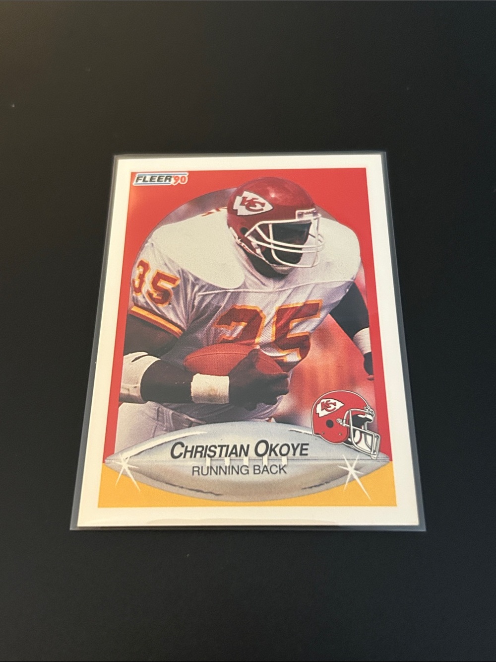 Fleer 1990 Christian Okoye Football Card - Red